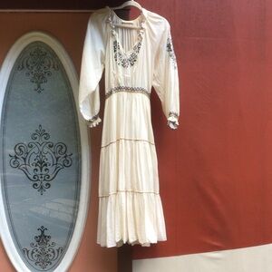 Christy Dawn Ivory Long Sleeve Dress with Floral Accents